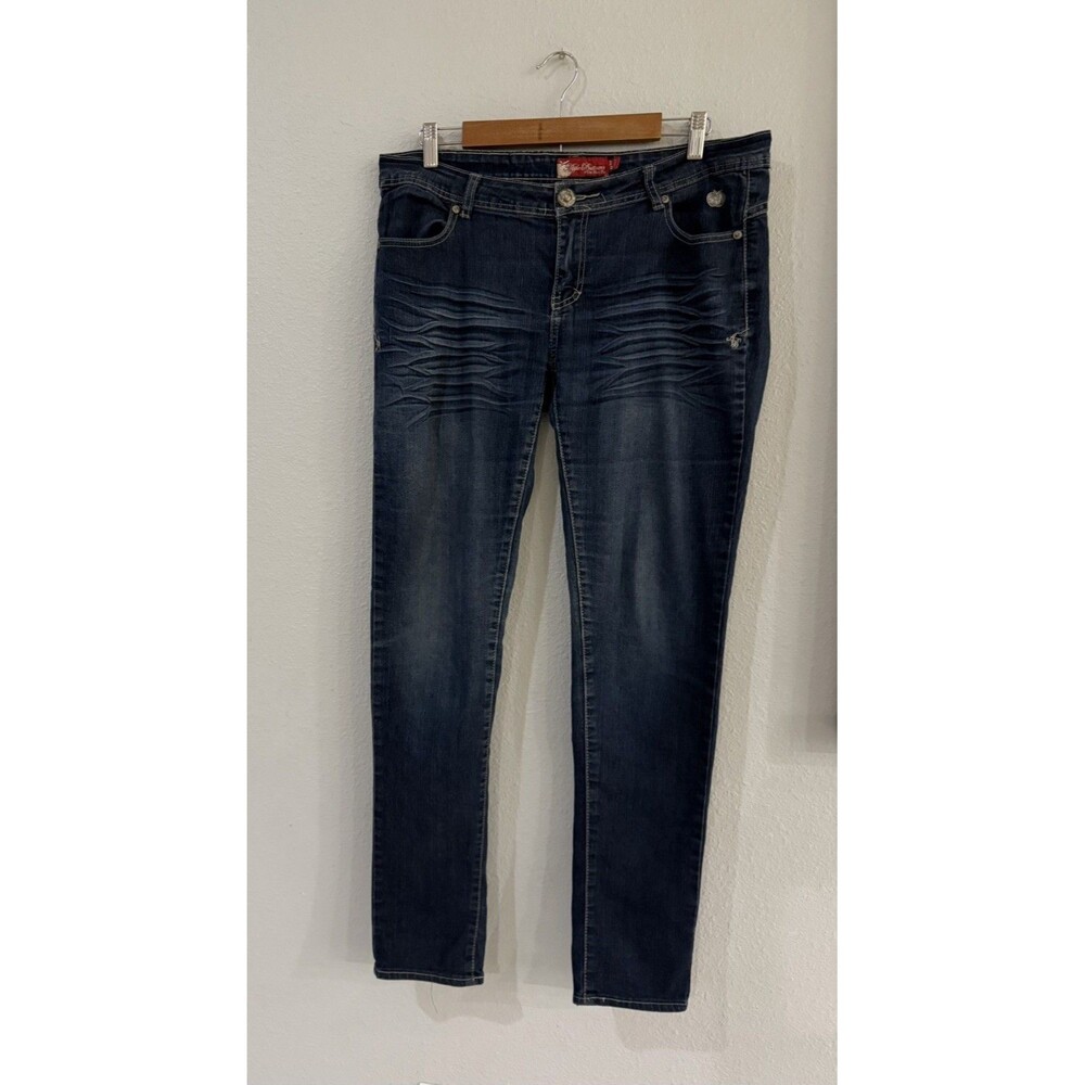 Vintage Apple Bottom Jeans Y2k Embroidered Rhinestone Blue